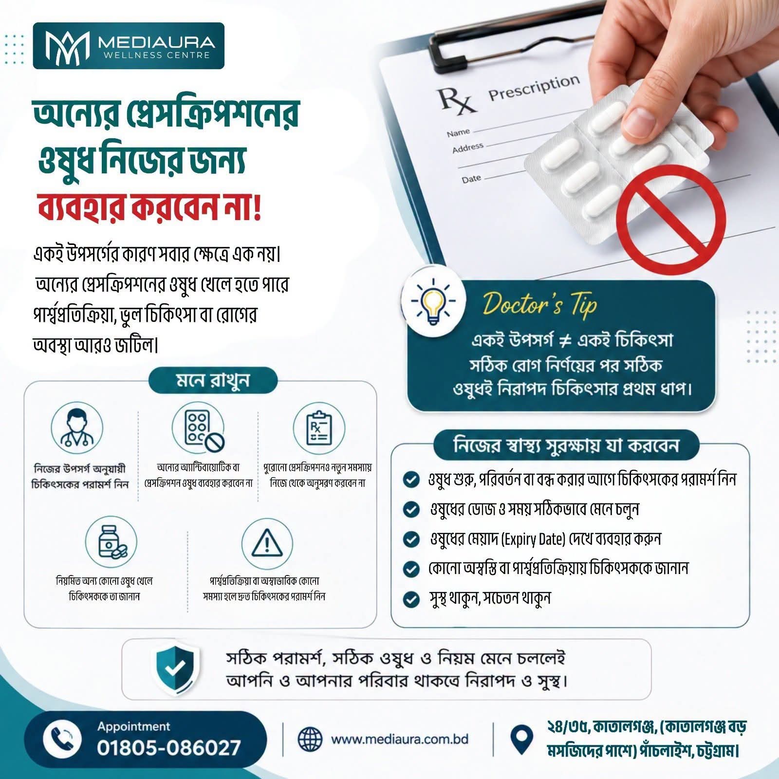 ওষুধ সেবনে সতর্কতা- ডাক্তারের পরামর্শ ছাড়া নয়
