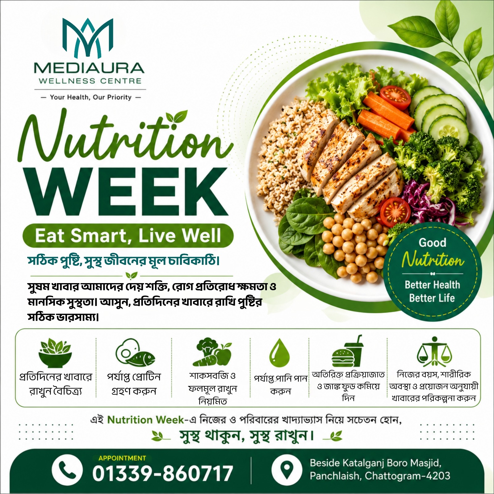 Nutrition Week- Eat smart,live well- সঠিক পুষ্টিতে সুস্থ জীবনের শুরু